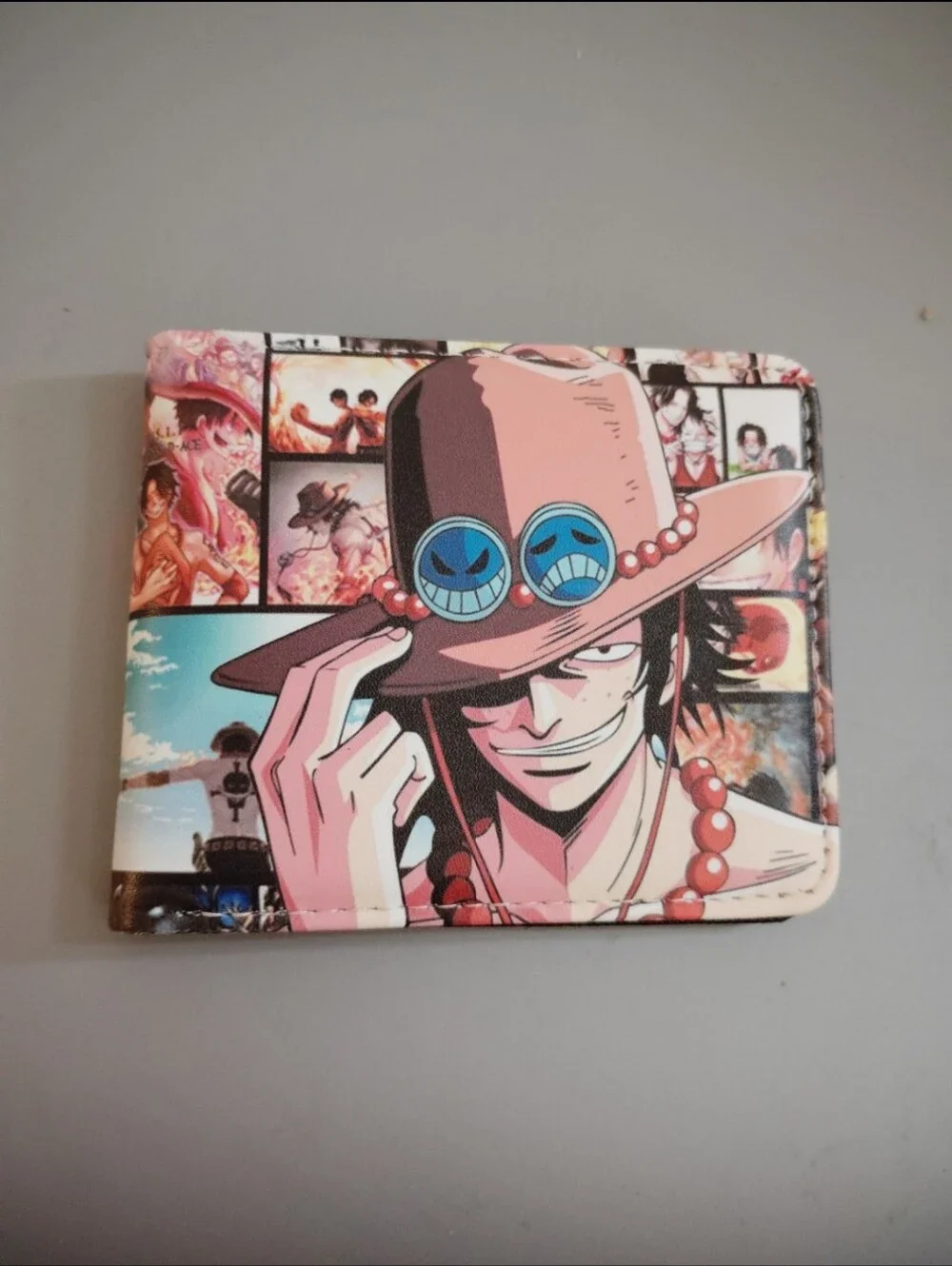 New fire fist ace one piece anime manga leather wallet